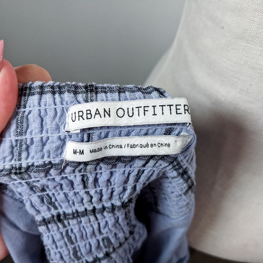 SOLD!!! Urban Outfitters Faux Wrap Checkered Mini Dress Blue Size M - Picture 7 of 9